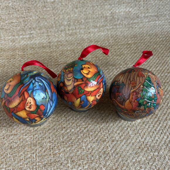 Set of 3 Winnie the Pooh Paper Christmas Ornaments Owl Kanga Tigger Rabbit - Picture 1 of 9
